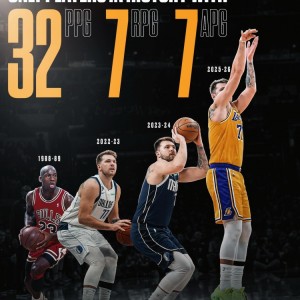 九游官方站点-历史至今仅东契奇&amp;乔丹做到过赛季场均32+7+7 其中东契奇3次达成